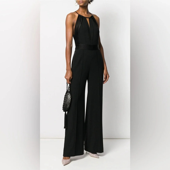 NWT- Black Diane Von Furstenberg Ireland wide-leg jumpsuit in black- size 4 - Picture 3 of 9